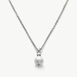 Pearl Drop Pendant Necklace in Platinum, showcasing a platinum pendant with a lustrous pearl, adding a touch of elegance and sophistication to your neckline