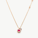 Rose Gold Red Crystal Dew Chain Necklace, an elegant crimson charm, featuring a stunning red crystal dew pendant on a delicate rose gold chain, creating a sophisticated and eye-catching accessory for special occasions