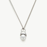 Pearl Drop Pendant Necklace in Platinum, showcasing a platinum pendant with a lustrous pearl, adding a touch of elegance and sophistication to your neckline