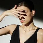 Gold Emerald Crystal Drop Necklace, a chic emerald accent to elevate your style, featuring a crystal drop pendant with a vibrant emerald hue, adding a touch of modern flair to your neckline