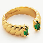 Emerald Green Delight: Gemstone Open Ring in a stunning green hue, a chic and elegant addition to your jewelry collection.