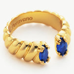 Oceanic Gemstone Beauty: Blue Pearl Open Ring, a statement piece that reflects the beauty of the deep blue sea in a sophisticated design