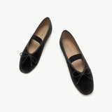 Almond-Toe Ballet Velvet Flats (Liora)