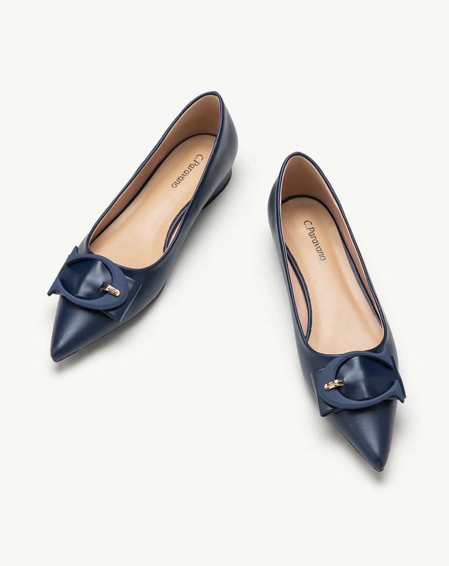 Navy flat court shoes Clearance