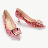 Metal Tie Kitten Heel Pumps (Olivia)