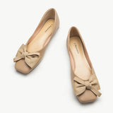 Beige bowknot square flats - the perfect blend of style and comfort