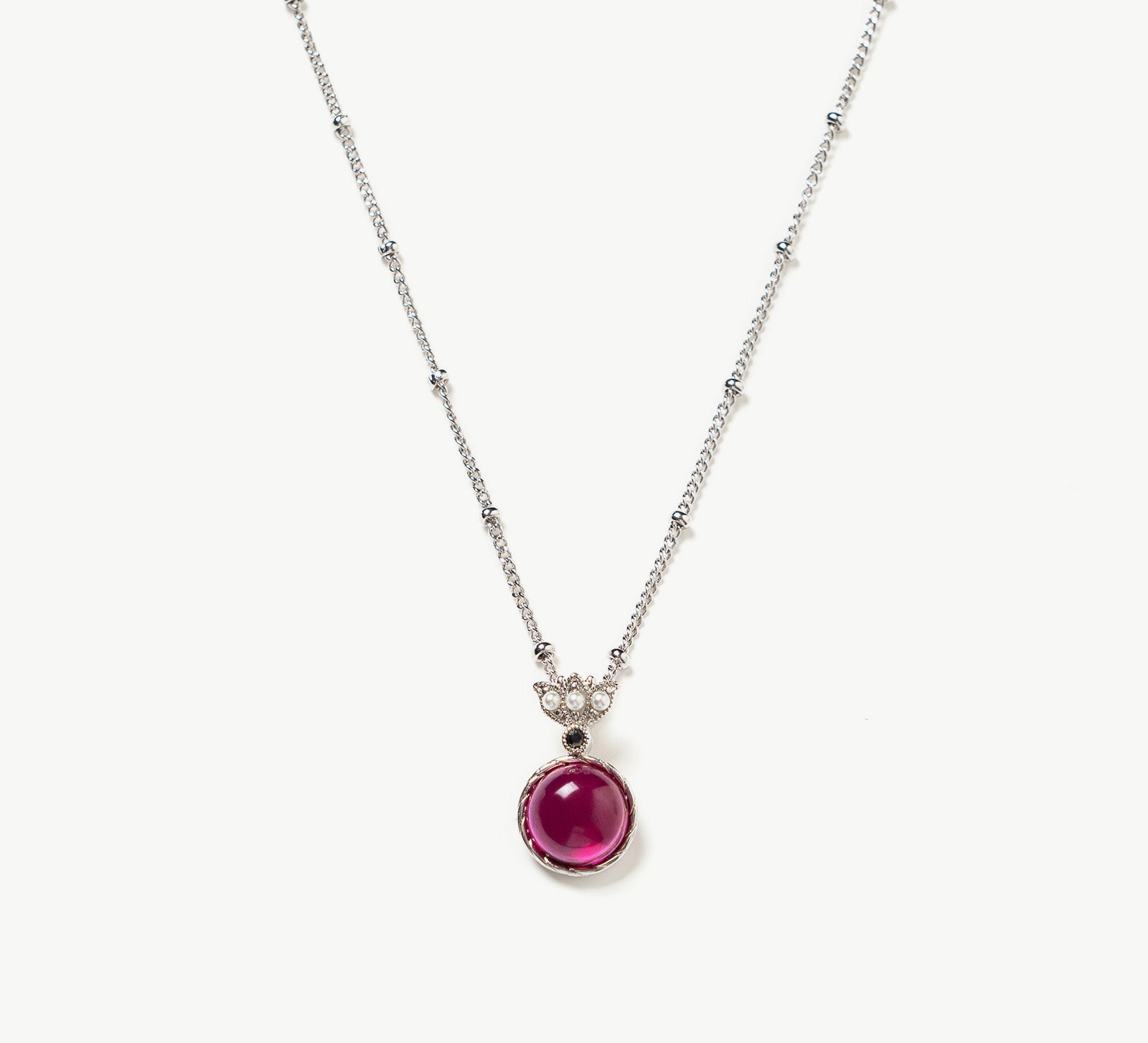Round Gemstone Pendant Necklace
