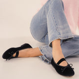 Almond-Toe Ballet Velvet Flats (Liora)