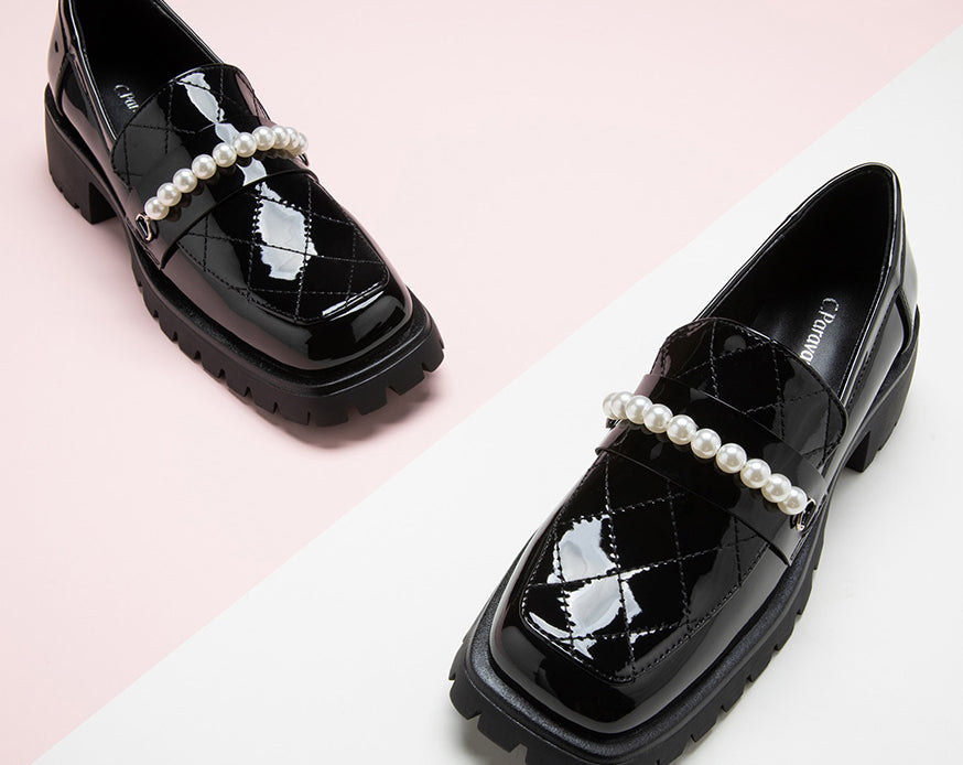 Sophisticated Pearl-Adorned Loafer Shoes