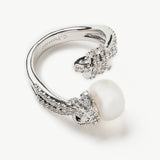 Crystal Embellished Knot Pearl Ring