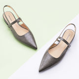 Pointed Toe Slingback Flats (Freya)（SALE）