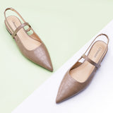 Pointed Toe Slingback Flats (Freya)（SALE）