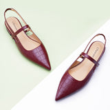 Pointed Toe Slingback Flats (Freya)（SALE）