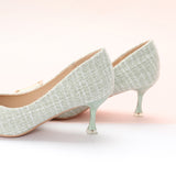Metal Tie Kitten Heel Pumps (Olivia)