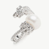 Crystal Embellished Knot Pearl Ring