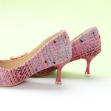 Metal Tie Kitten Heel Pumps (Olivia)