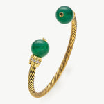 Agate Bracelet in Gold, a fusion of modern design and vintage charm with green agate gemstones, this bracelet brings a contemporary twist to traditional elegance, making it a versatile and chic accessory.