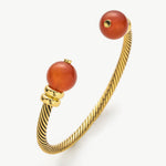  Agate Bracelet in Gold, a fusion of modern design and vintage charm with red agate gemstones, this bracelet brings a contemporary twist to traditional elegance, making it a versatile and chic accessory