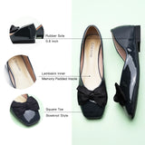 Patent Bow Ballerina Flats (Eva) Dark Grey