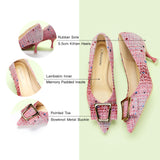 Metal Tie Kitten Heel Pumps (Olivia)