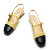 スクエアトゥ スリングバックフラットシューズ (フェリシア)(SALE)（EU）