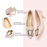 Metal Tie Kitten Heel Pumps (Olivia)
