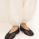 Handwoven leather Ballet Flat (Demi）