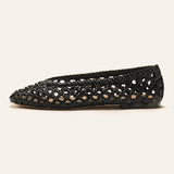 Handwoven leather Ballet Flat (Demi）