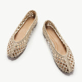 Handwoven leather Ballet Flat (Demi）
