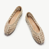Handwoven leather Ballet Flat (Demi）