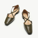 Square Toe Cross Strap Sandals（Alyssa E）