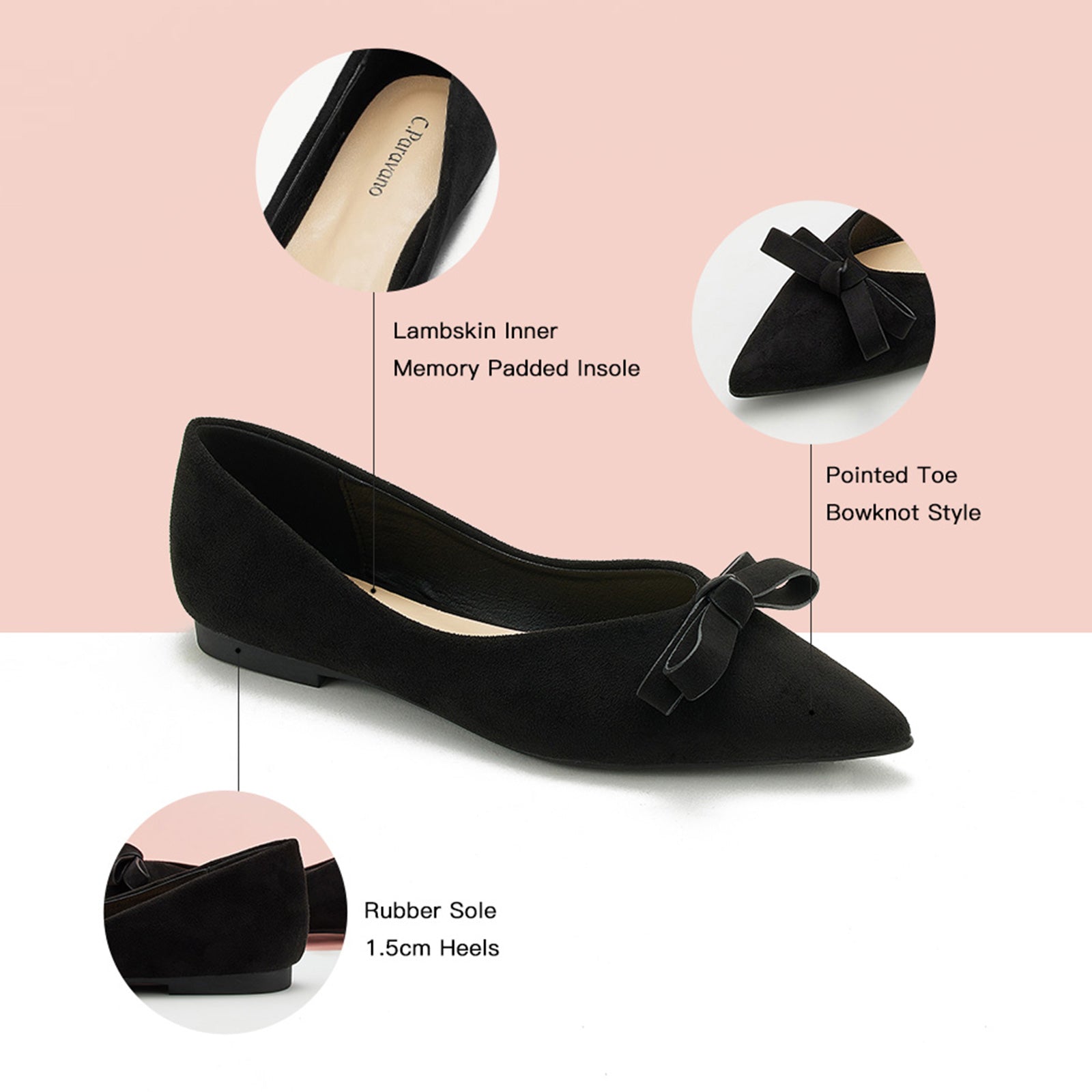 Cityscape Glamour: Black Suede Ballet Flats, perfect for a confident and fashionable