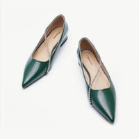 Crystal Chain Pointed Toe Flats (Aida) (SALE)