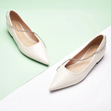 Crystal Chain Pointed Toe Flats (Aida)