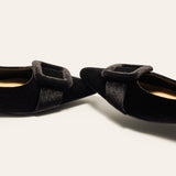Square Buckle Velvet Flats (Aida)(Market)