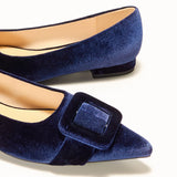 Square Buckle Velvet Flats (Aida)(Market)