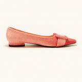 Square Buckle Velvet Flats (Aida)