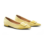 Square Buckle Velvet Flats (Aida)