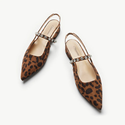 Crystal Strap Slingback Flats (Aida)(Sale)