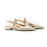 Crystal Strap Slingback Flats (Aida)