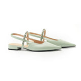 Crystal Strap Slingback Flats (Aida)