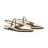 Crystal Strap Slingback Flats (Aida)