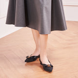 Pointed Toe Metal Tie Flats (Aida)