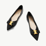 Pointed Toe Metal Tie Flats (Aida)