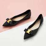 Black Leather Flats with embellishments, the perfect blend of style and comfort