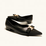 Pointed Toe Metal Tie Flats (Aida)