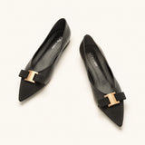Pointed Toe Metal Tie Flats (Aida)