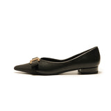 Pointed Toe Metal Tie Flats (Aida)