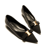 Pointed Toe Metal Tie Flats (Aida)