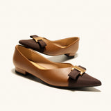 Pointed Toe Metal Tie Flats (Aida)